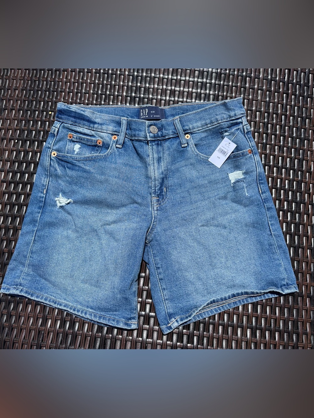 GAP Blue Distressed Denim Shorts